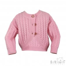 CD18-P: Long Sleeve Pink Knitted Cardigan (0-12 Months)